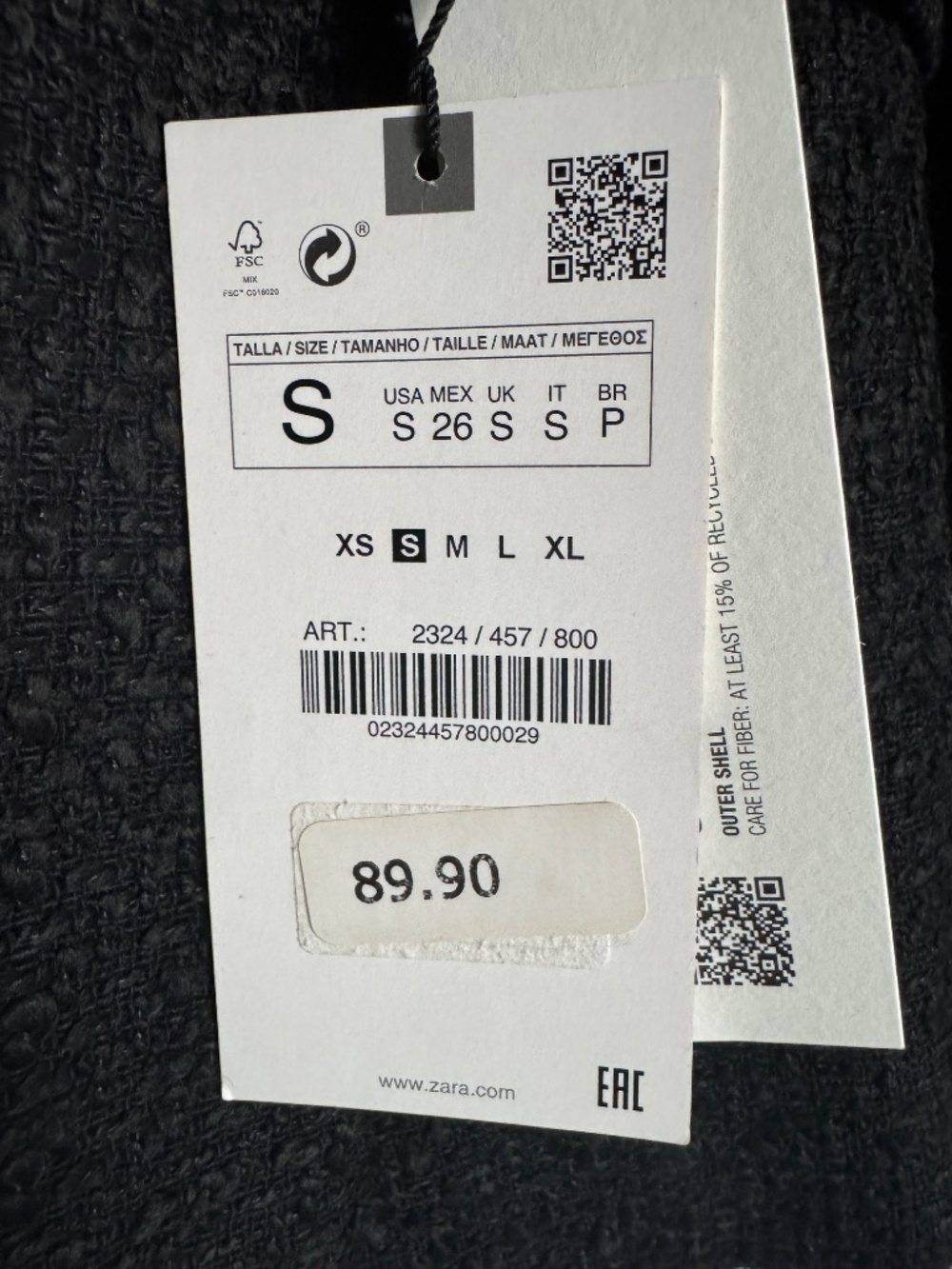 Zara - Black Tweed Blazer with Gold Buttons - Picture 4 of 7